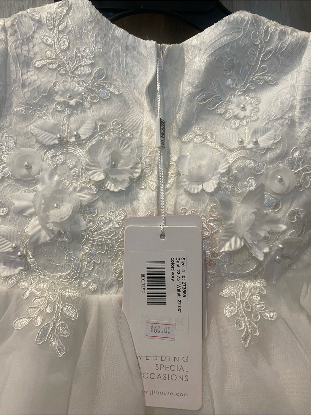 JJs House White Flower Girl Dress with Lace Bodice - Picture 3 of 4